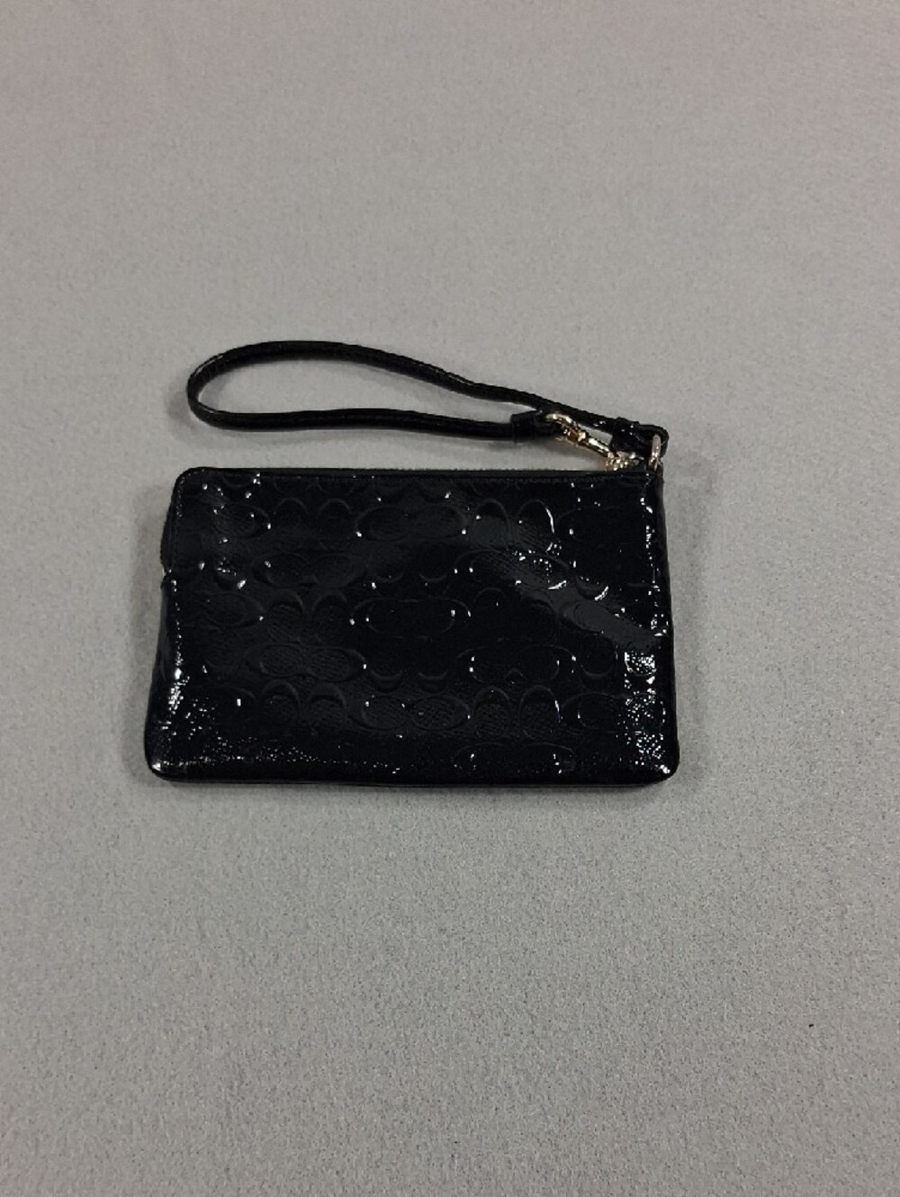 Coach Black Patent Signature Wristlet with Gold Hardware - Picture 3 of 5